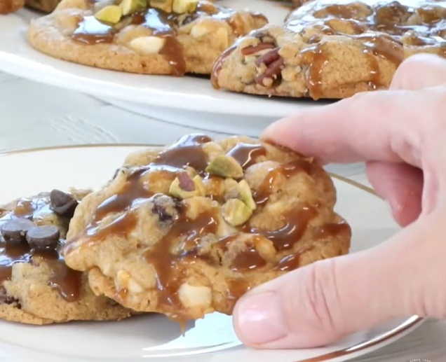 SALTED CARAMEL PECAN CHOCOLATE CHIP COOKIES